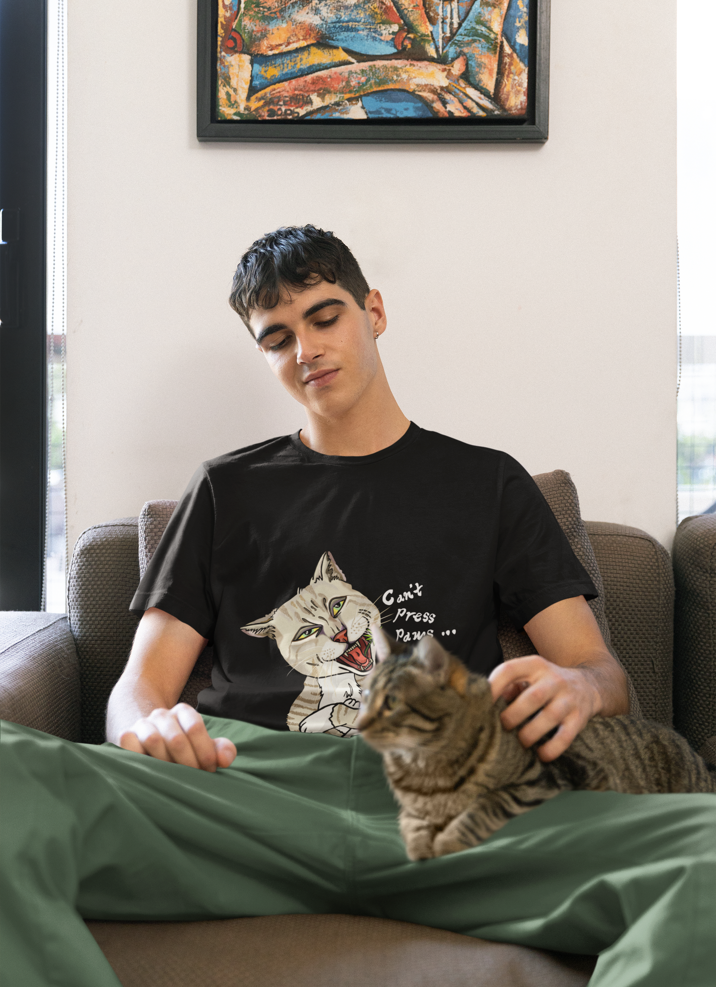 Can't Press Paws / Stoned Cat Unisex Tee