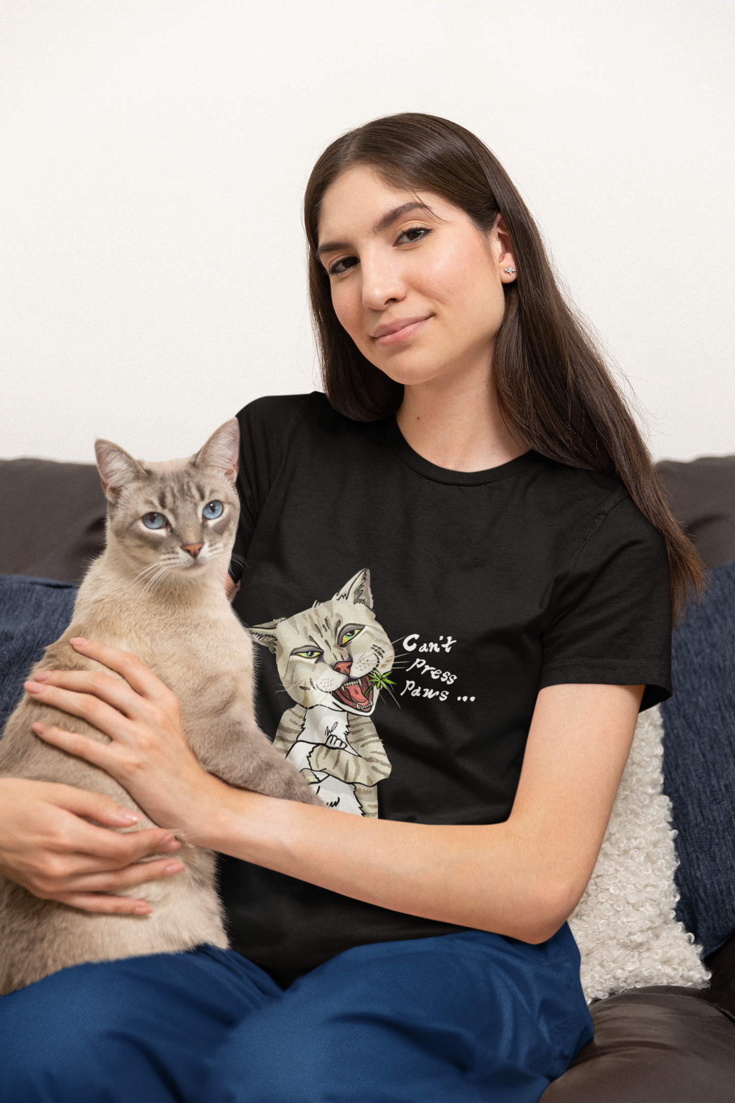 Can't Press Paws / Stoned Cat Unisex Tee