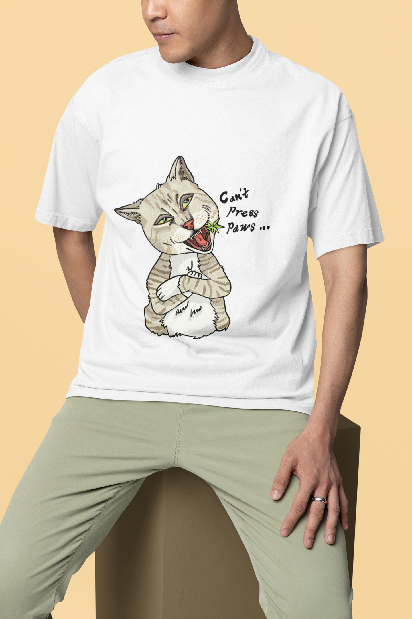 Can't Press Paws / Stoned Cat Unisex Tee