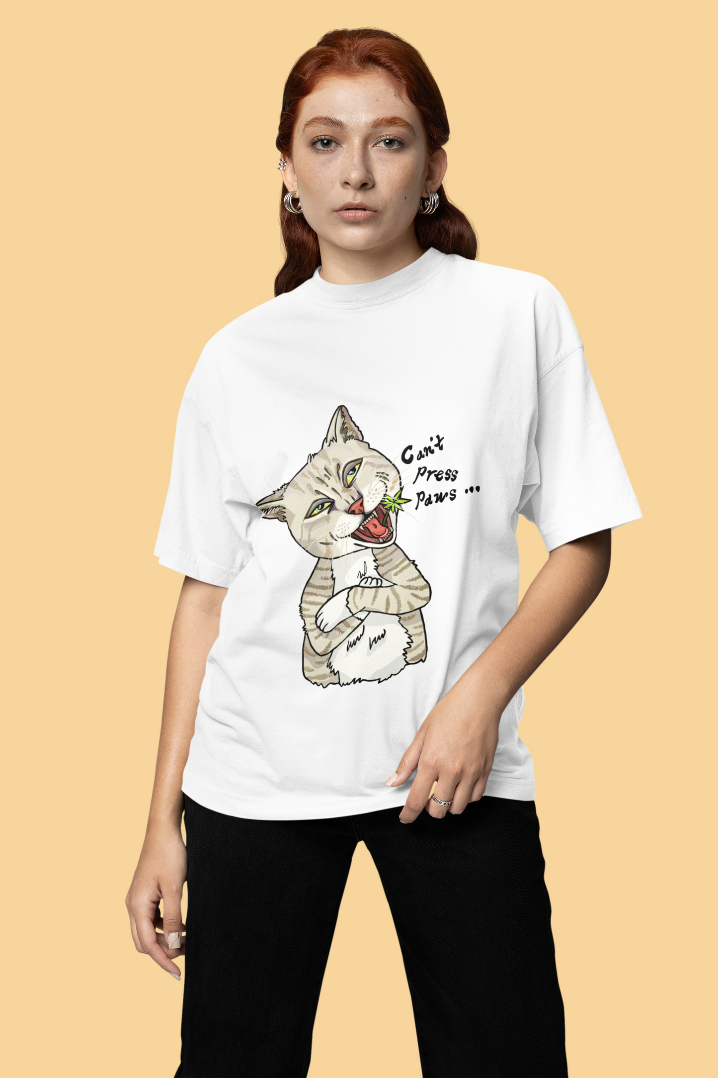 Can't Press Paws / Stoned Cat Unisex Tee